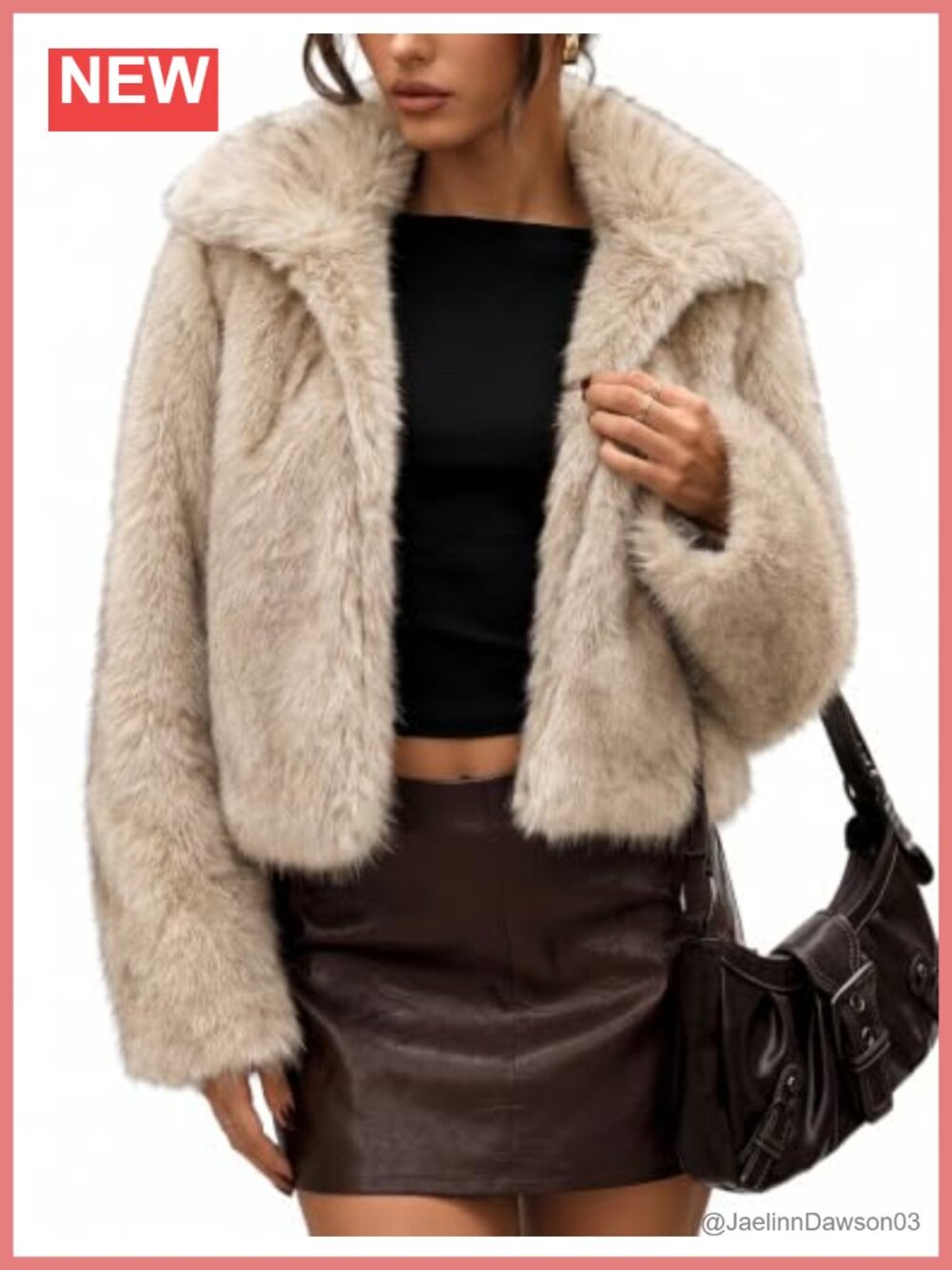 Faux Fur Coat Women Two-Tone Cropped Fluffy Jacket